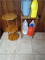 Two oak accent tables