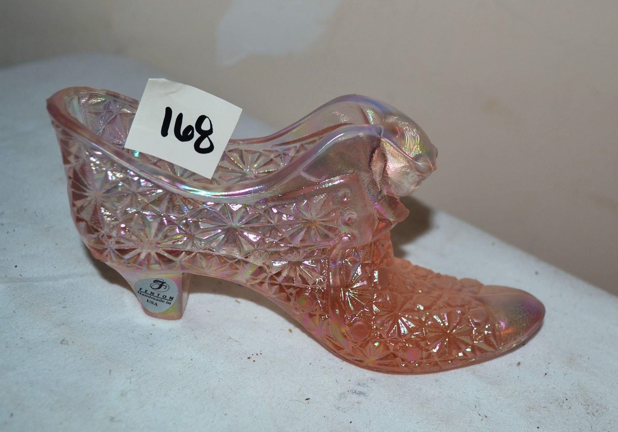 Fenton Pink Art Glass Shoe