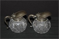 Two .925 Sterling & Brilliant Cut Glass Syrup