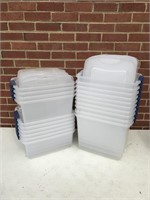 Large lot of plastic totes with lids