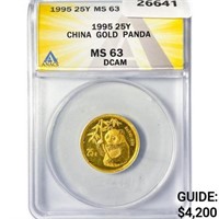 1995 25Y 1/4oz China Gold Panda ANACS MS63 DCAM