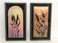 Pair of shadow art framed watercolor prints