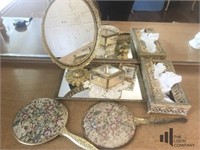 Vintage Gold Toned Ladies Vanity Set