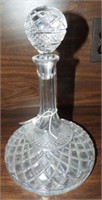 Cut crystal ships decanter with matching stop