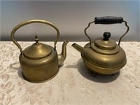 Two Small Brass Teas Tea Pots