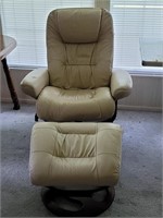 Retro Chair and Ottoman in Vinyl, As Is