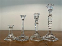 Lot of 4 Lead Crystal Candlesticks