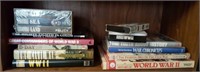 Hardback military and war books, VHS tapes