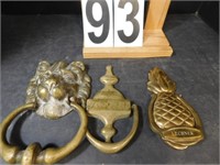 3 Brass Door Knockers ~ Lion ~ Pineapple ~