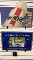 2 Beer Signs - Michelin & Hofbrau