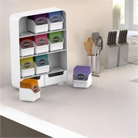 C347  Mind Reader Tea Bag Organizer 9 Drawers Wh