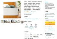 W5326  Zinus Green Tea Memory Foam Mattress King