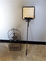 WROUGHT IRON BASKET, CANDLE SCONCE