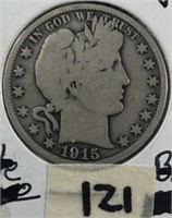 1915D Barber Silver Half Dollar