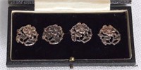 Cased Set of Four Art Nouveau Silver Buttons