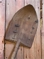 Neat Old Repairs Hand Made Wood Shovel Farm Tool