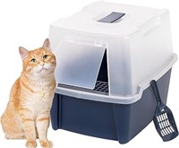 IRIS USA Large Hooded Cat Litter Box with Front Do