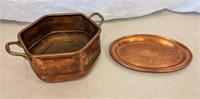 Copper Handled Pot and Copper Platter