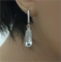 7.43 Cts Natural Aquamarine Diamond Earrings