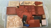 Box of Rubber Stamps, Corner Pieces, Fleur de lis