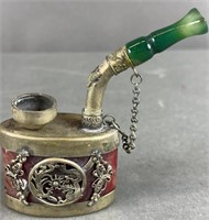 Vtg Silver Chinese Opium Pipe