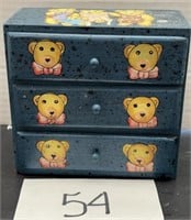 Vtg wooden hand painted teddy bear trinket box