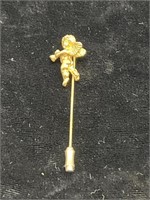 Vintage Gold Toned Angel Stick / Hat Pin