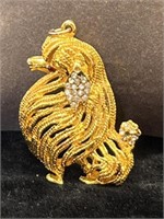 Vintage Gold Toned / Rhinestone Dog Charm