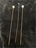 (3) Vintage Stick / Hat Pins