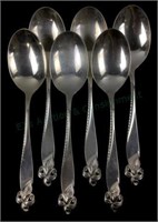 (6) Wallace Sterling Orchid Elegance Soup Spoons