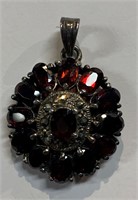 Sterling Silver Red Stone Pendant