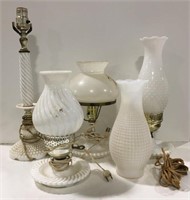 Milk glass lamp lot