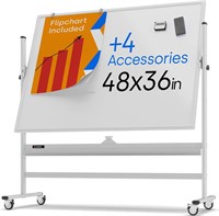 Rolling Dry Erase Board 48 x 36 - Large Portable M