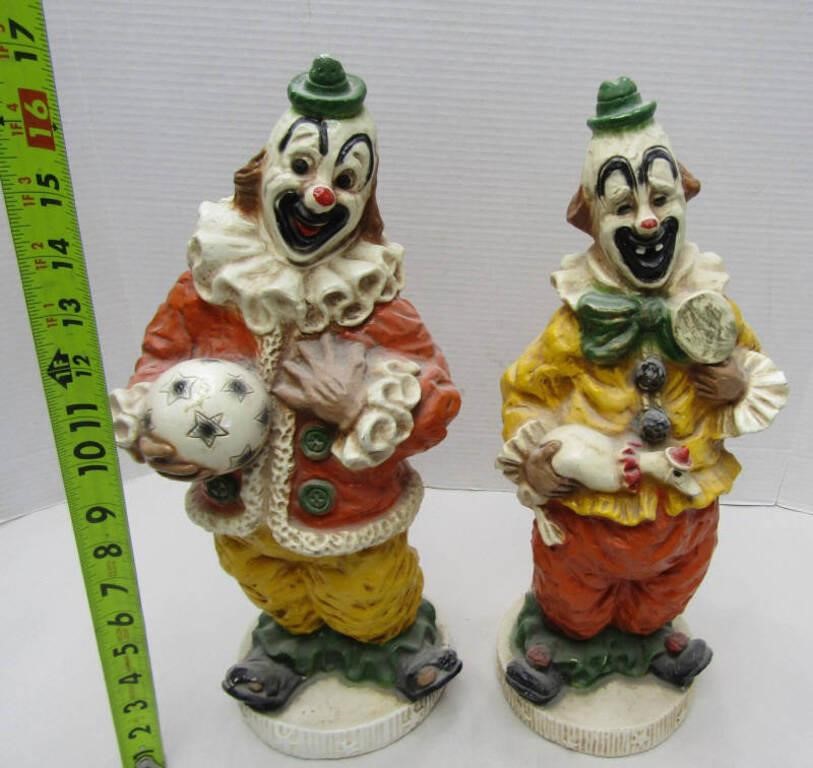 2 Ceramic Clown Figurines