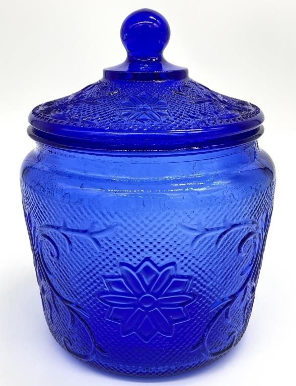 Cobalt Blue Glass Biscuit Jar