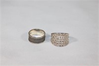 Pair of Sterling Silver Rings - Wide Bands