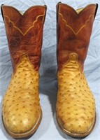 JUSTIN FULL QUILL OSTRICH ROPER BOOTS SIZE 12D