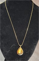 14k GP Yellow Cats Eye Pendant