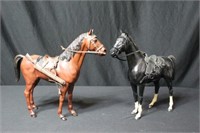 Two Plastic Horses w/Saddles