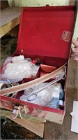 Vintage First Aid Kit in Cool Red Metal Case