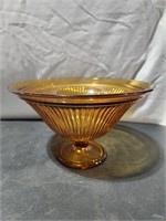 Vintage Amber Ribbed Bowl