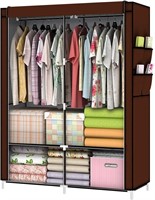 43 Portable Closet, 2 Rods & Shelves, Brown