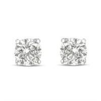 14K Gold Round Diamond Solitaire Earrings
