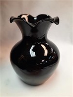 Black Amethyst Ruffled 4.5" Vase