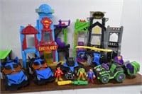 Batman & Superman Play Sets w/ Cars,Figures & More