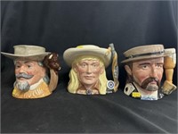 Three Royal Doulton Wild West Toby Mugs