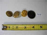 4 Pc Asst WWI & WWII Military Buttons