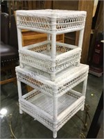 PAIR OF WICKER SIDE TABLES