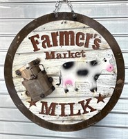 Farmer’s Market Milk Metal Sign 23”