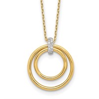 14 Kt-Two-tone Crystal Circles Modern Necklace